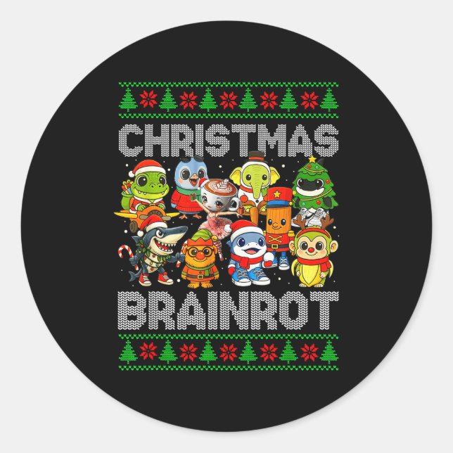 Funny Christmas Italian Brain Rot Italian Brainrot Runder Aufkleber (Vorderseite)