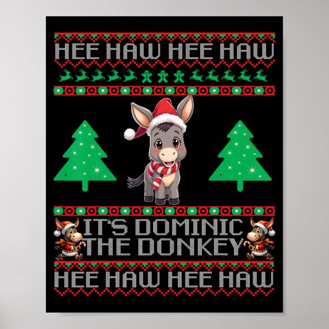 Funny Christmas Italian Christmas Donkey Dominic T Poster (Vorne)