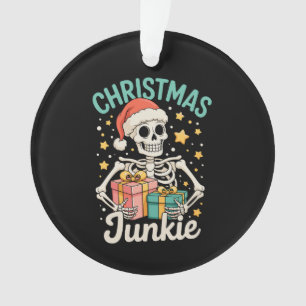 Funny Christmas Junkie Skeleton Holiday Xmas Weihn Ornament