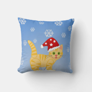 Funny Christmas Katzengelbe Schneeflocke Kissen Ki