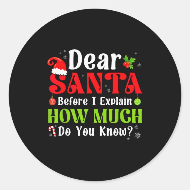 Funny Christmas Kids Boys Girls Dear Santa I Can E Runder Aufkleber (Vorderseite)