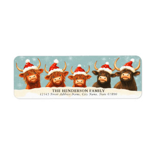 Funny Christmas Kuh Rücksendeadressen-Aufkleber