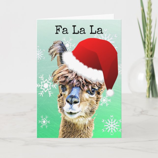 Funny Christmas La La Llama Urlaub Karte (Vorderseite)