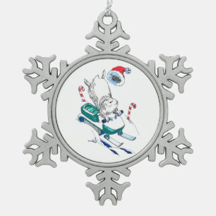 Funny Christmas Lemming Snowmachine Tree Schneeflocken Zinn-Ornament