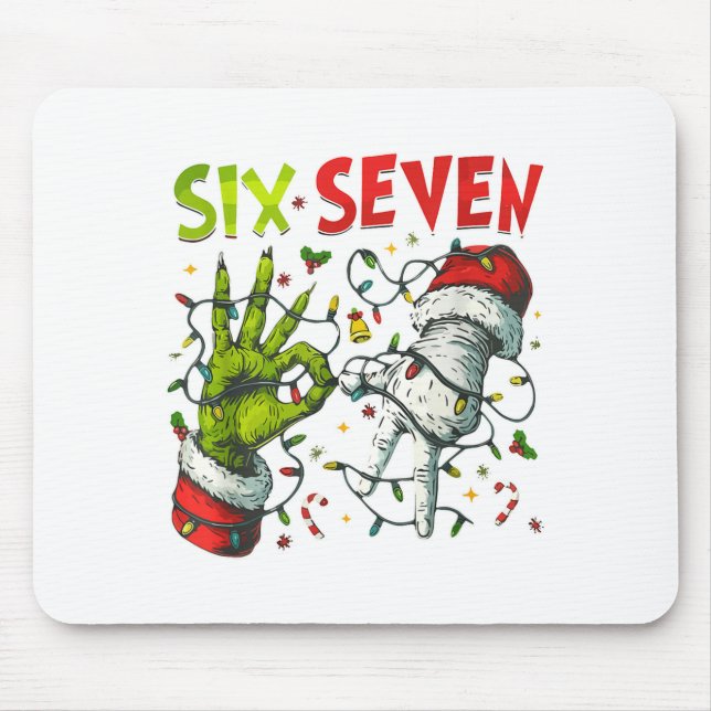 Funny Christmas Lights 6 7 Meme Six Seven Matching Mousepad (Vorne)