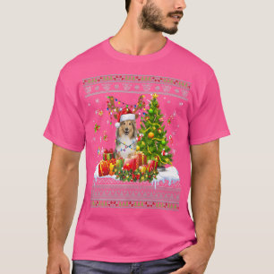 Funny Christmas Lights Sheltie Dog Funny Xmas häss T-Shirt