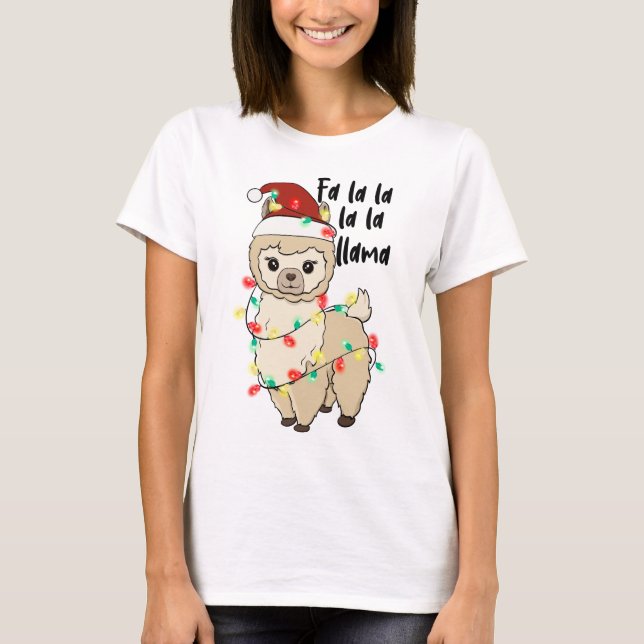 Funny Christmas Llama T-Shirt (Vorderseite)