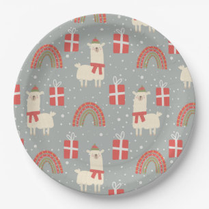Funny Christmas Llamas Papierplatte Pappteller