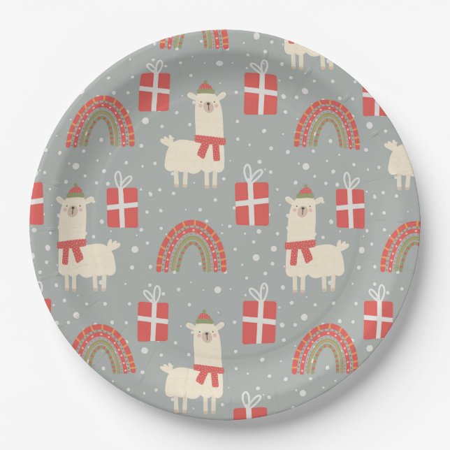 Funny Christmas Llamas Papierplatte Pappteller (Vorderseite)