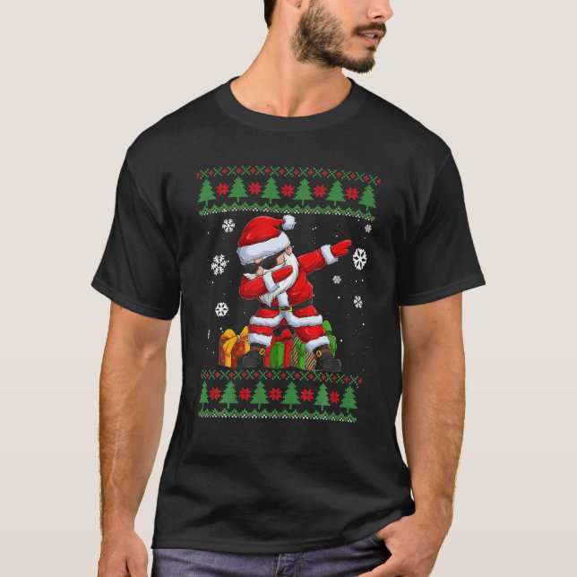 Funny Christmas Lovers Santa Dabbing Ugale T-Shirt (Vorderseite)