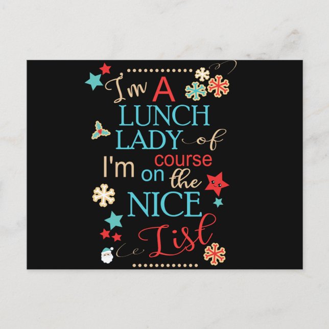 Funny Christmas Lunch Lady Geschenk ich bin eine L Postkarte (Vorderseite)