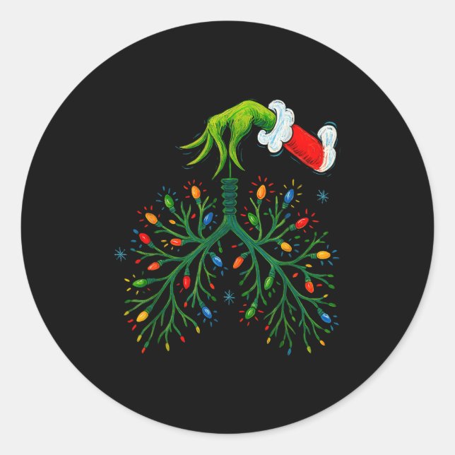 Funny Christmas Lungs Lights Art – Rt Holiday  Runder Aufkleber (Vorderseite)
