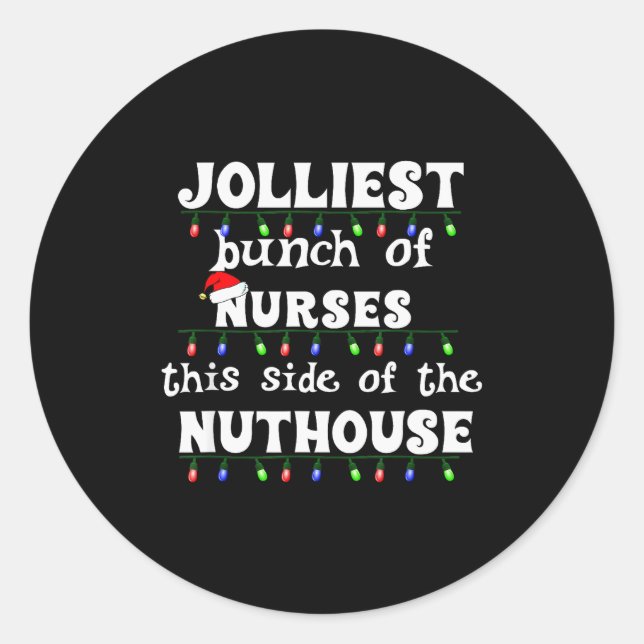 Funny Christmas Matching Group Work Jolliest Bunch Runder Aufkleber (Vorderseite)