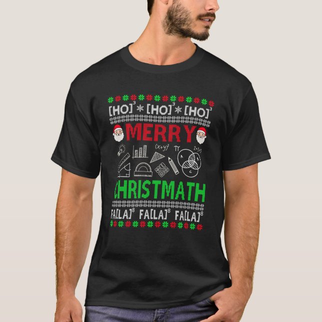 Funny Christmas Math Lehrer Ugly Christmas Math W T-Shirt (Vorderseite)
