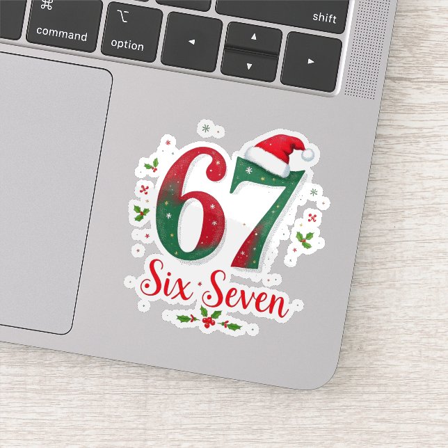 Funny Christmas Meme Six Seven 67 6 7 Holiday Aufkleber (Detail)