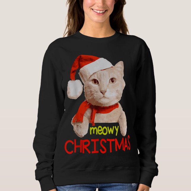 Funny Christmas Meowy Cat Kitty Xmas Sweatshirt (Vorderseite)