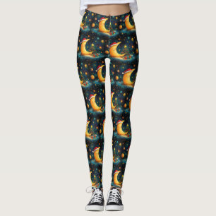 Funny Christmas Moon Galaxy Feier Leggings