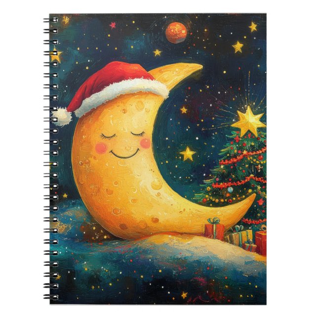 Funny Christmas Moon Galaxy Feier Notizblock (Vorderseite)