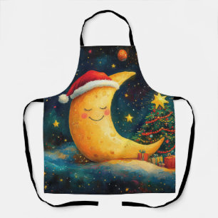 Funny Christmas Moon Galaxy Feier Schürze