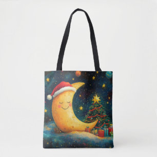 Funny Christmas Moon Galaxy Feier Tasche