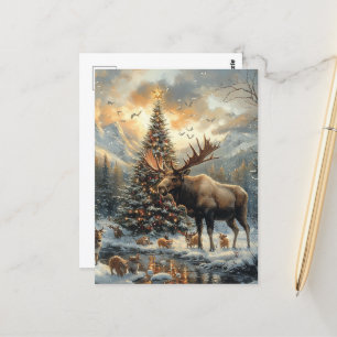 Funny Christmas Moose Postkarte