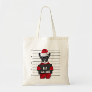 Funny Christmas Mugshot Bad Santa's Dog Tragetasche