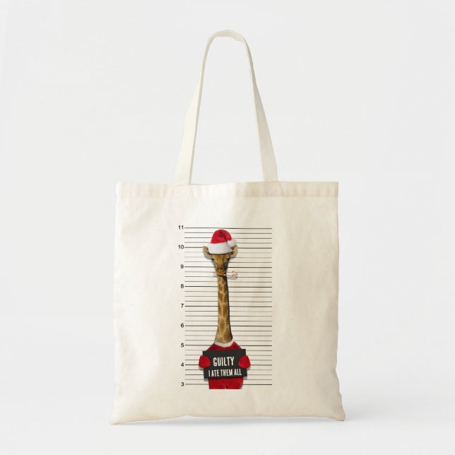 Funny Christmas Mugshot Guilty Giraffe Tragetasche (Vorne)