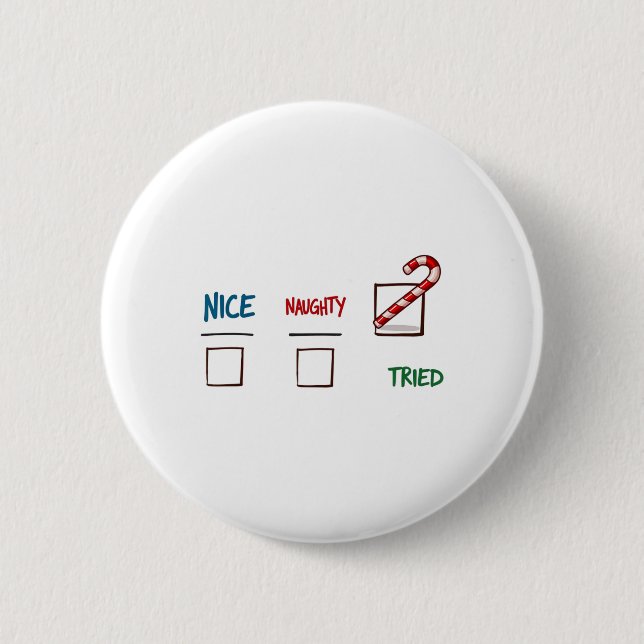 Funny Christmas Nice Naughty I Triday Xmas Button (Vorderseite)