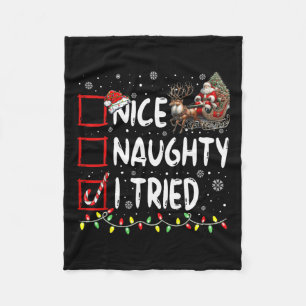Funny Christmas Nice Naughty I Triday Xmas Fleecedecke