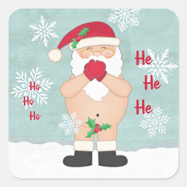 Funny Christmas Niedlich Custom Naughty Santa Quadratischer Aufkleber (Vorderseite)