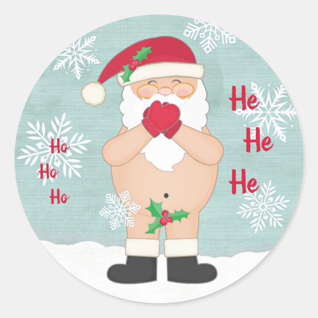 Funny Christmas Niedlich Custom Naughty Santa Runder Aufkleber (Vorderseite)