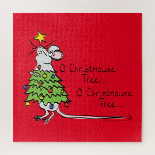 Funny Christmas Niedlich Mouse Tree Cartoon