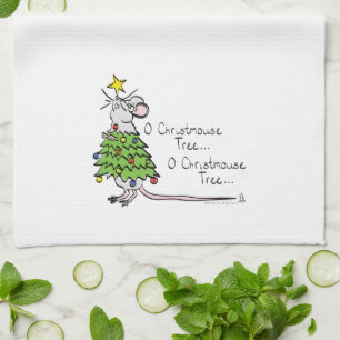 Funny Christmas Niedlich Mouse Tree Cartoon Geschirrtuch