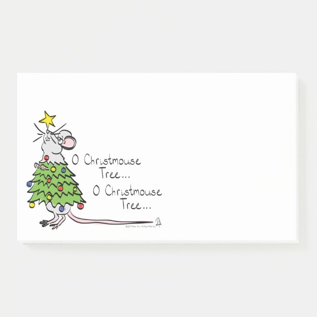 Funny Christmas Niedlich Mouse Tree Cartoon Post-it Klebezettel (Vorderseite)