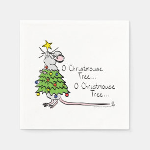 Funny Christmas Niedlich Mouse Tree Cartoon Serviette