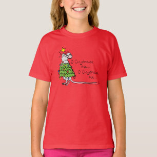 Funny Christmas Niedlich Mouse Tree Cartoon T-Shirt