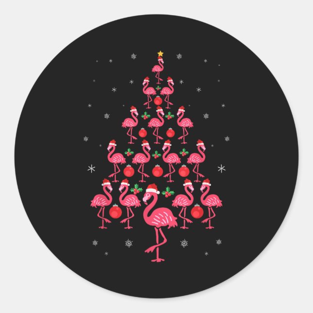 Funny Christmas Nk Flamingo Tree Holiday Gift Bird Runder Aufkleber (Vorderseite)