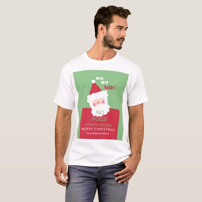 Funny Christmas No Hugs Ugly Sweater T-Shirt (Vorne ganz)