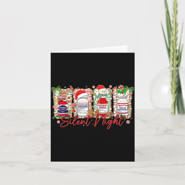 Funny Christmas Nurse Silent Night Medical Humor  Karte (Vorderseite)