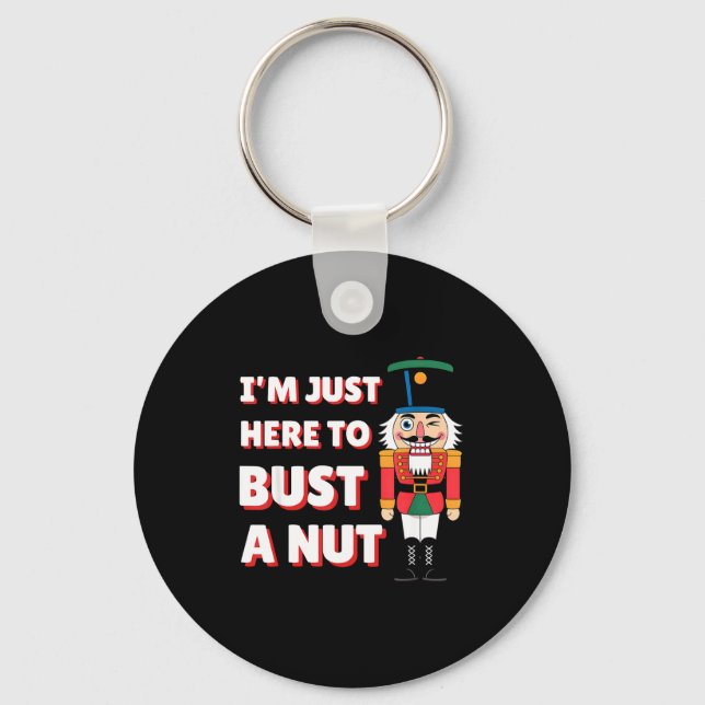 Funny Christmas Nutcracker- Bust A Nut Funny Mens  Schlüsselanhänger (Vorderseite)