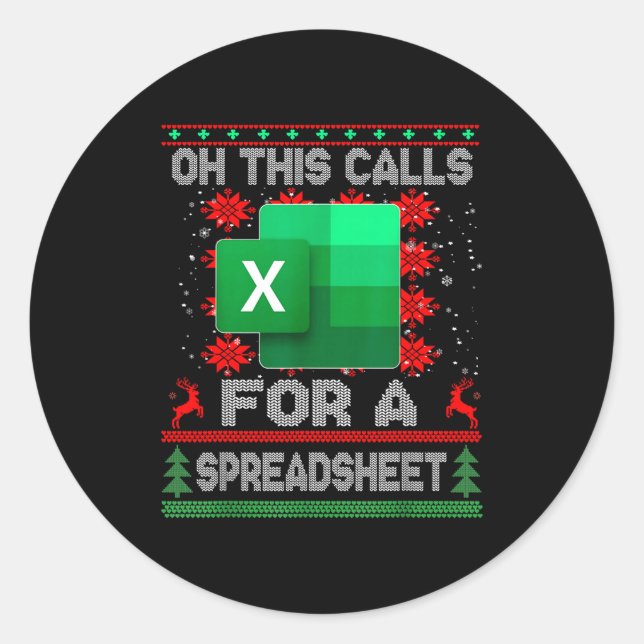 Funny Christmas Oh This Calls For A Spreadsheet Sa Runder Aufkleber (Vorderseite)