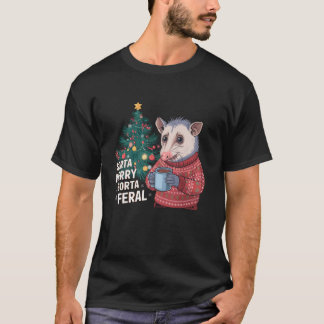Funny Christmas Opossum Sorta Merry Sorta T-Shirt