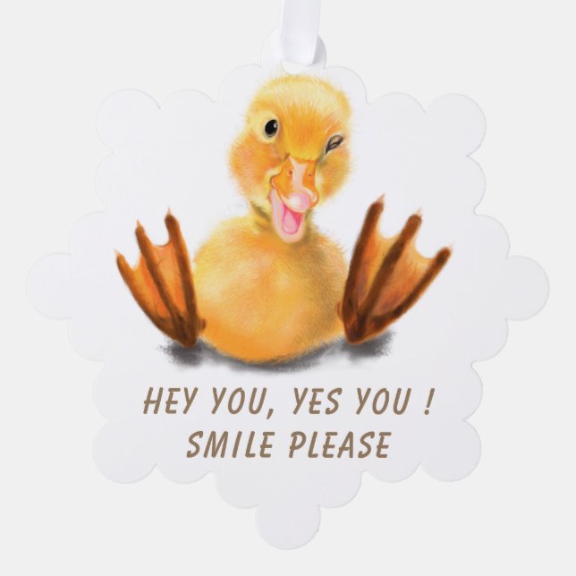 Funny Christmas Ornament Card Happy Duck - Lächeln (Vorderseite)
