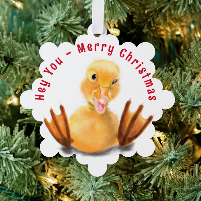 Funny Christmas Ornament Card Happy Playful Duck Karte (Insitu (Baum))
