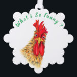 Funny Christmas Ornament Card Überraschender Roost<br><div class="desc">Funny Christmas Ornament Cards mit überraschtem Rooster - Was ist so lustig? - Cartoon Zeichnend und spielerischer Text - oder wählen / Fügen Sie Ihren einzigartigen Text / Schriftart / Farbe - Make Your Special Gift - Neu formatieren und verschieben oder entfernen und hinzufügen / Bild mit Anpassungs-Tool ! -...</div>