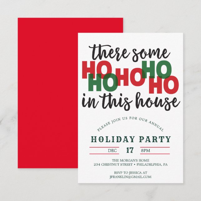Funny Christmas Party Einladung Ho's Open House (Vorne/Hinten)