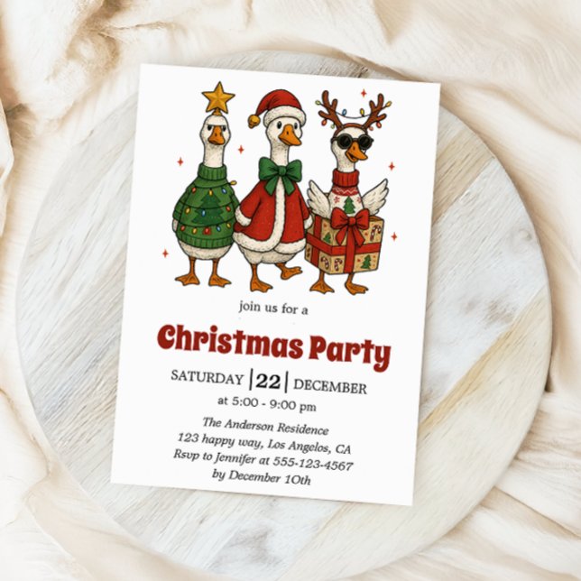 Funny Christmas Party Invitation | Festive Ducks   Einladung (Von Creator hochgeladen)