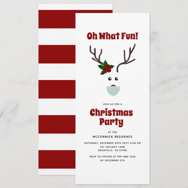 Funny Christmas Party Rentier Einladung (Vorne/Hinten)