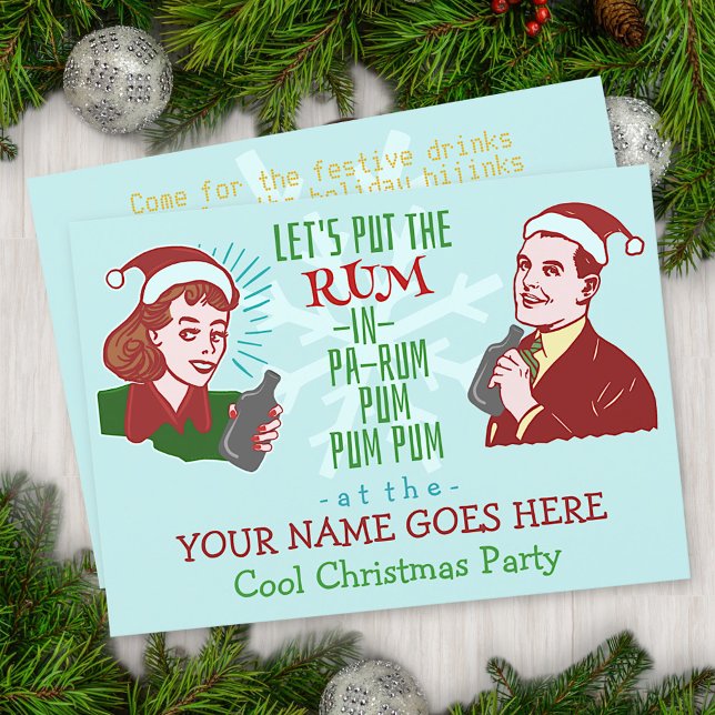 Funny Christmas Party Retro Rum Adult Holiday v2 Einladung (Von Creator hochgeladen)