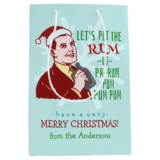 Funny Christmas Party Retro Rum Erwachsenenurlaub Mittlere Geschenktüte (Vorderseite)